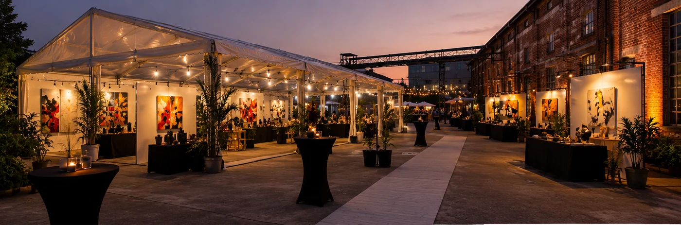 Sentul Depot Art Market Industrial Tent Portfolio setup overview
