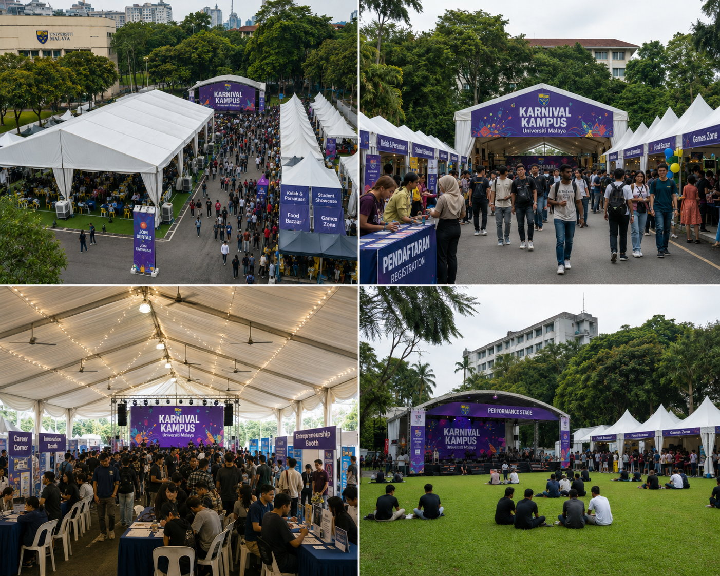 Universiti Malaya Campus Carnival Marquee Portfolio setup overview